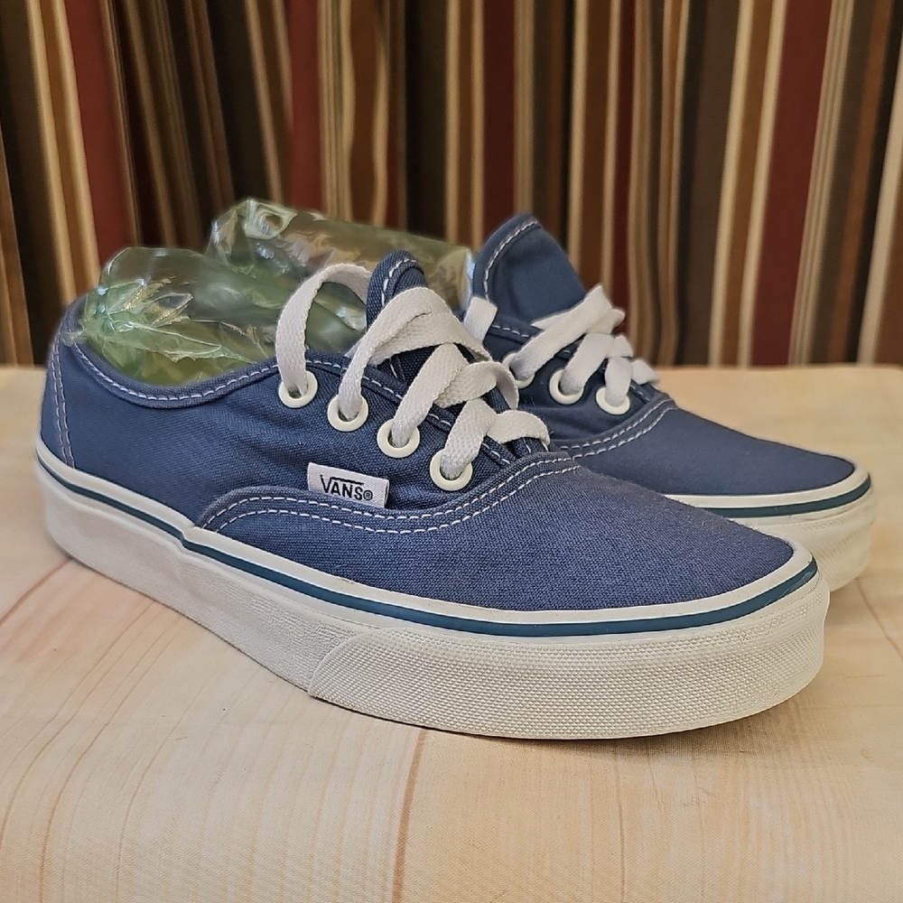 Blue and White Canvas Sneakers with Rubber Outsole